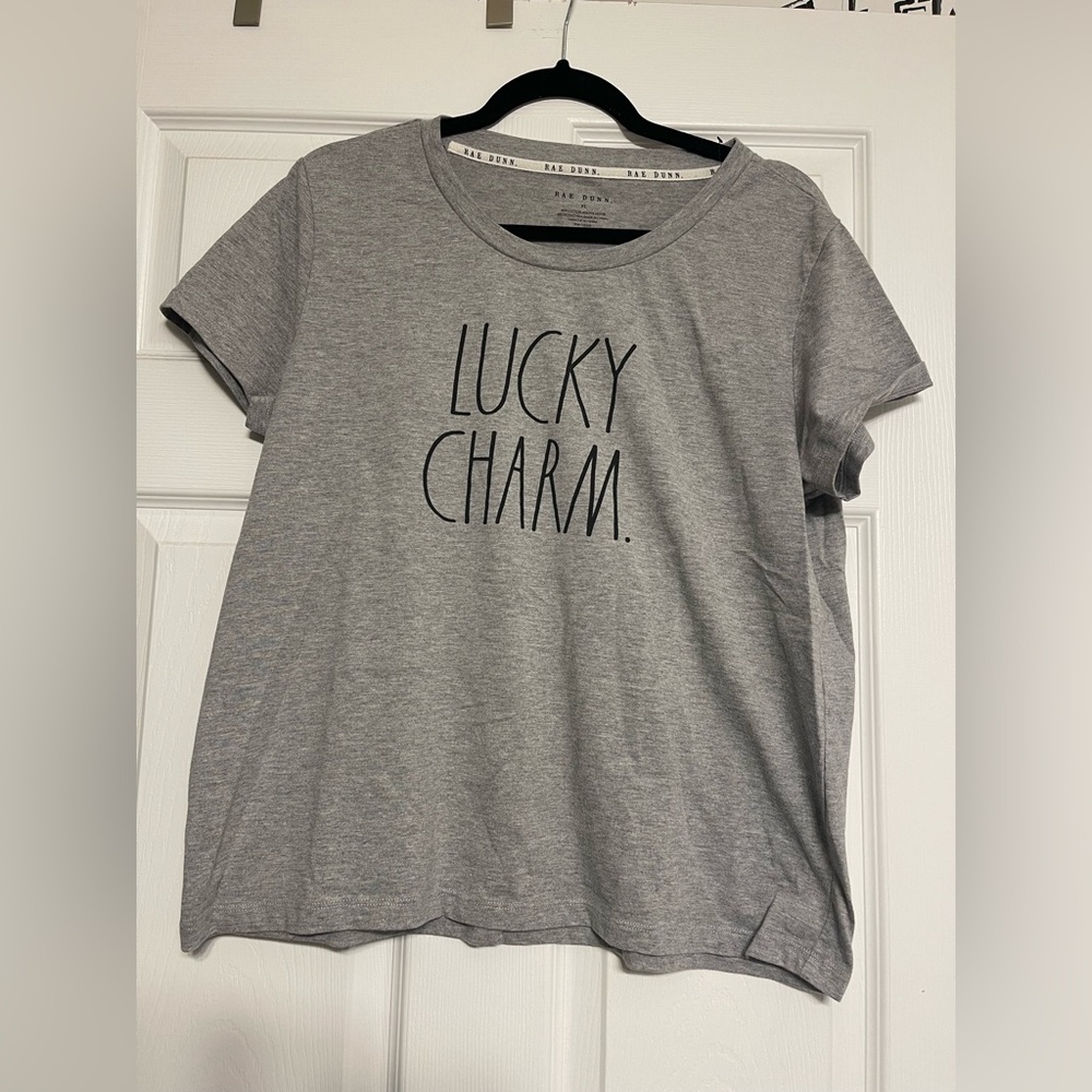 Rae Dunn Gray Lucky Charm Women's Top